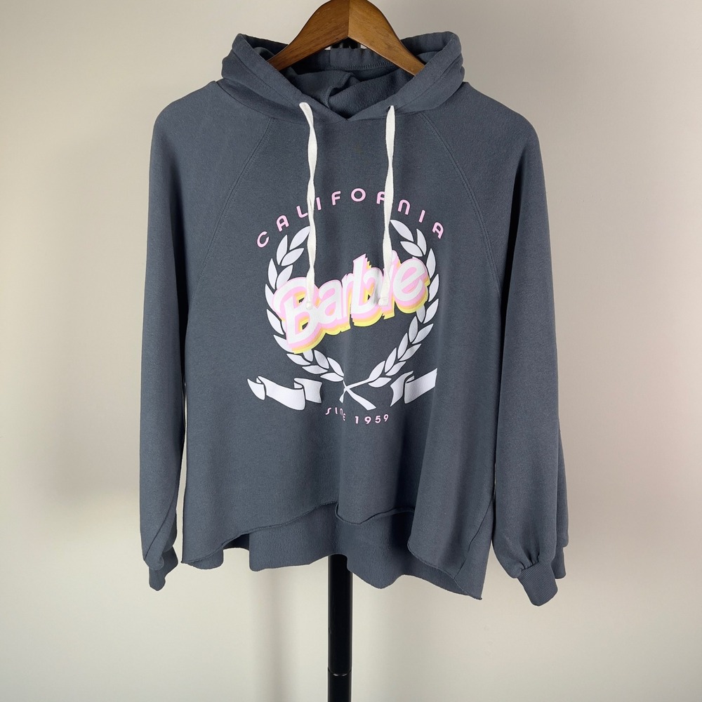 Grayson Threads California Barbie Since 1959 Gray Cropped Hoodie Large
